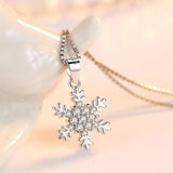 925 Silver Snowflake Zirconia Necklace for Women Chain Link Chain
