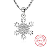 925 Silver Snowflake Zirconia Necklace for Women Chain Link Chain