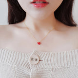 925 Silver Necklace Red Heart Pendant 18 Inch Chain Charm Jewelry Rose Gift