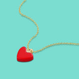 925 Silver Necklace Red Heart Pendant 18 Inch Chain Charm Jewelry Rose Gift