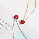 925 Silver Necklace Red Heart Pendant 18 Inch Chain Charm Jewelry Rose Gift