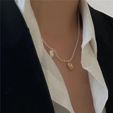 925 Silver Necklace Freshwater Pearl Disc Clavicle Chain