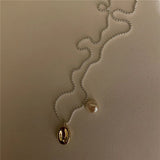 925 Silver Necklace Freshwater Pearl Disc Clavicle Chain