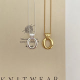 925 Sterling Silver Necklace Geometric Round Chain Gift
