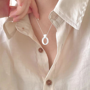 925 Sterling Silver Necklace Geometric Round Chain Gift