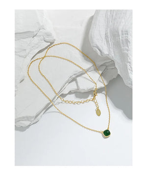 925 Silver Necklace Multi-layered Snake Chain Square Clavicle Women Jewel
