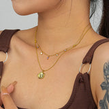 925 Silver Necklace Multi-layered Snake Chain Square Clavicle Women Jewel