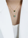 925 Silver Necklace Multi-layered Snake Chain Square Clavicle Women Jewel