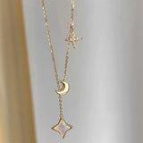 925 Silver Star Pendant Necklace Gift For Women Retro Minimalist Chain