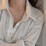 925 Silver Star Pendant Necklace Gift For Women Retro Minimalist Chain