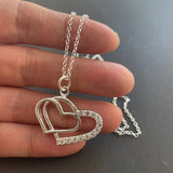 925 Silver Heart-to-heart Zircon Pendant Necklace