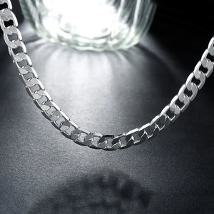 925 Silver Necklace High Jewelry 40-60cm 8MM Chain Solid Wedding Christmas