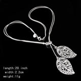 925 Silver Flower Leaves Pendant Necklace Choker