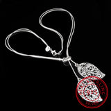 925 Silver Flower Leaves Pendant Necklace Choker