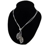 925 Silver Flower Leaves Pendant Necklace Choker