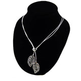 925 Silver Choker Necklace Flower Leaves Pendant Women S-n25