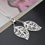 925 Silver Choker Necklace Flower Leaves Pendant Women S-n25