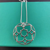 925 Sterling Silver Hollow Round Pendant Necklace 18-30 Inches for Women