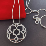 925 Sterling Silver Hollow Round Pendant Necklace 18-30 Inches for Women
