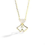 925 Silver Necklace with Hetian Jade Ginkgo Leaf Pendant