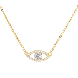 925 Silver Necklace Evil Eye Micro Pave Cz Charm Jewelry
