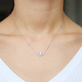 925 Silver Necklace Evil Eye Micro Pave Cz Charm Jewelry