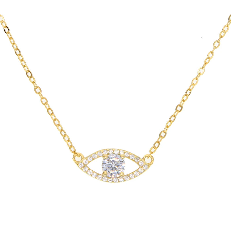 925 Silver Necklace Evil Eye Micro Pave Cz Charm Jewelry
