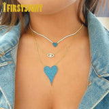 925 Silver Necklace Evil Eye Micro Pave Cz Charm Jewelry