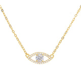 925 Silver Necklace Evil Eye Micro Pave Cz Charm Jewelry