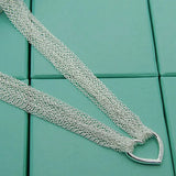 925 Silver Necklace Multi-Line Heart Love Chain For Women