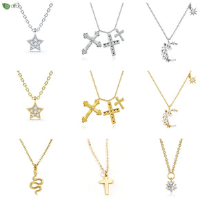 925 Silver Necklace Cross Pendant High Jewelry Wedding Party Gift