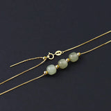 925 Silver Necklace Ladies 3 Balls Green Stone Necklace Sterling Silver Jewelry
