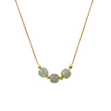 925 Silver Necklace Ladies 3 Balls Green Stone Necklace Sterling Silver Jewelry