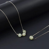 925 Silver Necklace Ladies 3 Balls Green Stone Necklace Sterling Silver Jewelry