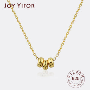 925 Silver Ladies 3 Circle Necklace Round Silver Jewelry