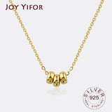925 Silver Ladies 3 Circle Necklace Round Silver Jewelry