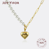 Heart Shape Pearl Sterling Silver Necklace Round Necklace