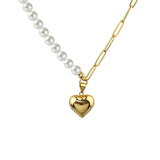 Heart Shape Pearl Sterling Silver Necklace Round Necklace
