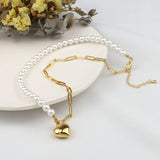 Heart Shape Pearl Sterling Silver Necklace Round Necklace