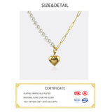 Heart Shape Pearl Sterling Silver Necklace Round Necklace
