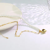Heart Shape Pearl Sterling Silver Necklace Round Necklace