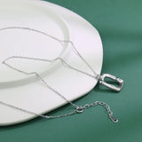 925 Silver Necklace Square Shape Sterling Silver Jewelry