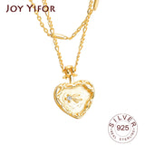 925 Sterling Silver Necklace Ladies Double Layers Necklace Circle Shape