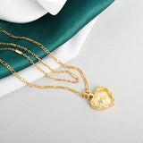 925 Sterling Silver Necklace Ladies Double Layers Necklace Circle Shape