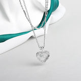 925 Sterling Silver Necklace Ladies Double Layers Necklace Circle Shape