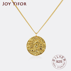 925 Silver Moon Necklace Round Pendant