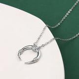 925 Sterling Silver Moon Shape Necklace Round Jewelry
