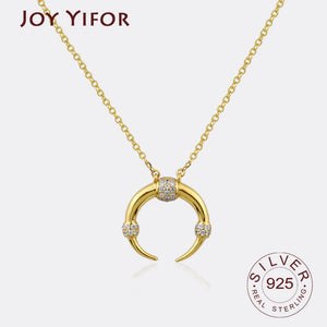 925 Sterling Silver Moon Shape Necklace Round Jewelry