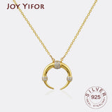 925 Sterling Silver Moon Shape Necklace Round Jewelry
