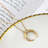 925 Sterling Silver Moon Shape Necklace Round Jewelry